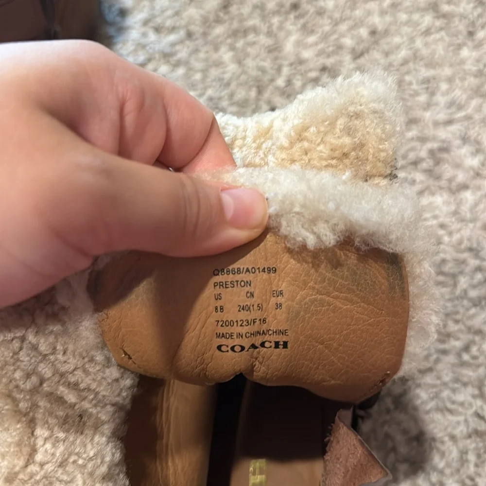 Coach Preston Leather and Sherling Booties 8 - Picture 6 of 9